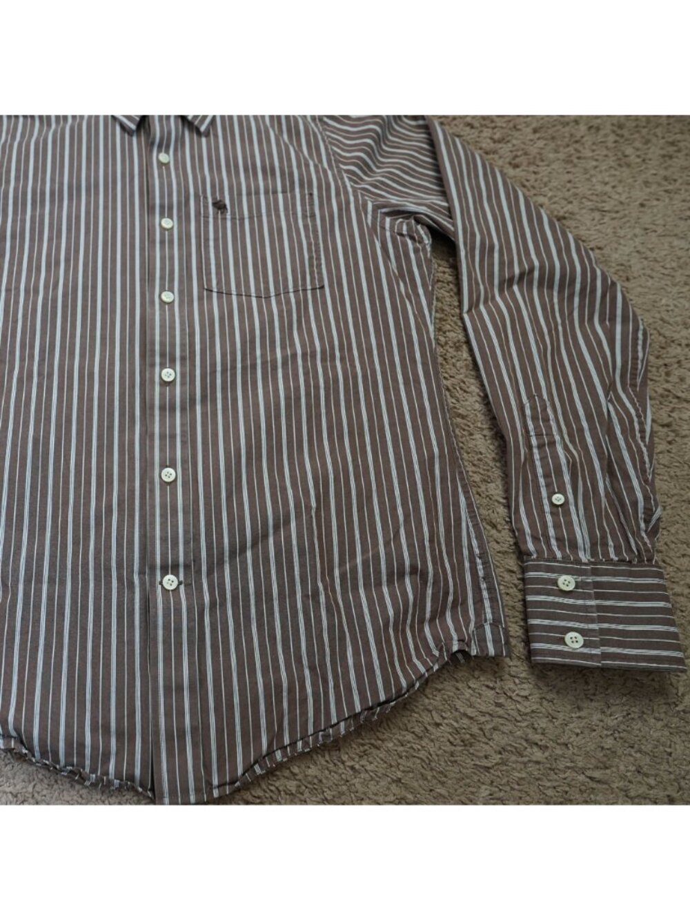 Abercrombie & Fitch Button Up Shirt Mens M Brown Muscle Fit Long Sleeve Cotton - Picture 3 of 10